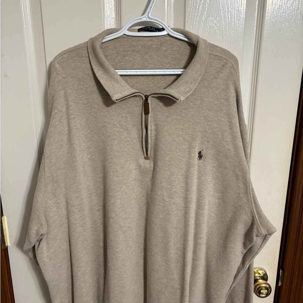 Polo by Ralph Lauren Tan Classic Polo Quarter-Zip Sweater
